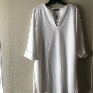 Oyster white Zara oversized shirt dress